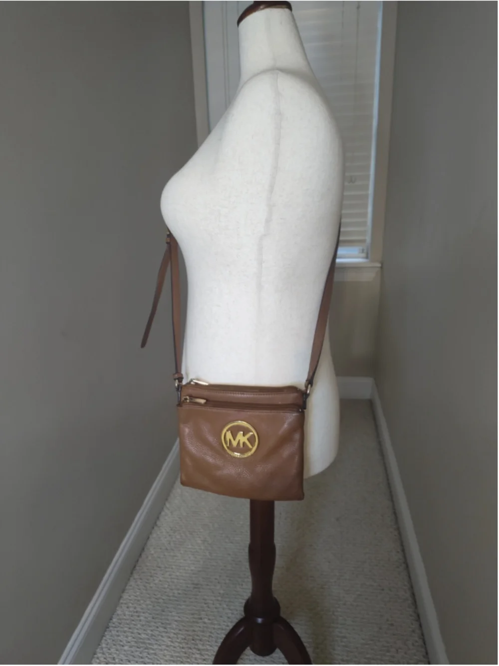 Women's Michael Kors Brown Gold Crossbody Bag One Size